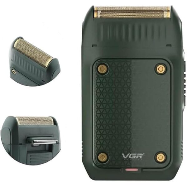 ماكينة حلاقة كهربائية احترافية V-353 قابلة لإعادة الشحن – بوصلة USB للرجال – تصميم عصري باللون الأخضر