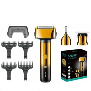 في جي ار ماكينة قص الشعر 3 1 بشاشة LED كهربائية قابلة لاعادة الشحن لحلاقة اللحية والحواجب للرجال V-367