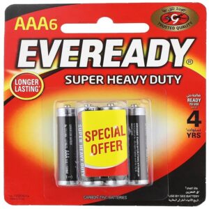 Eveready Super Heavy Duty Battery, Size AAA, Pack of 6 Blister Card - 6 حجر ريموت