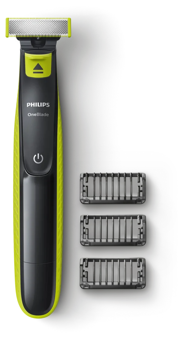 Philips OneBlade Waterproof Dual-Pivot Trimmer and Clipper with 3 Combs - QP2724/10_ماكينة تشذيب ومقشطة ون بليد مع 3 أمشاط من فيليبس، مقاومة للماء، ثنائية المحور - موديل QP2724/10