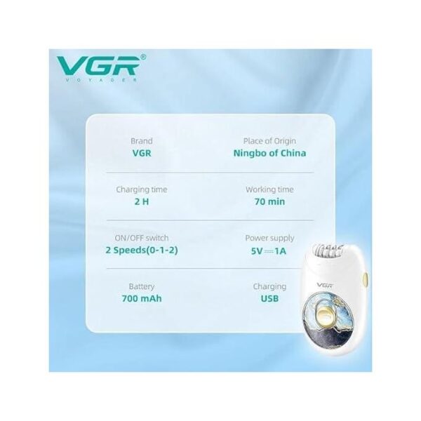 VGR جهاز إزالة الشعر اللاسلكي الاحترافي V-706 للنساء بـ 18 ملقط
