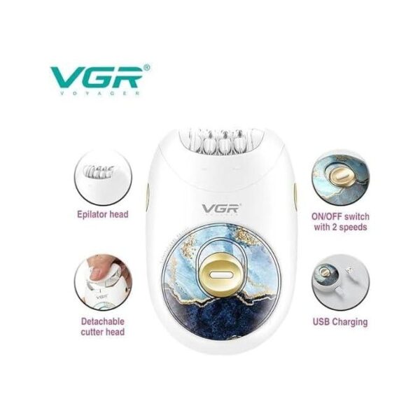 VGR جهاز إزالة الشعر اللاسلكي الاحترافي V-706 للنساء بـ 18 ملقط