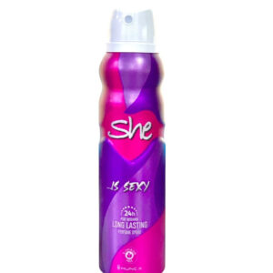 She Is Sexy Perfumed Deodorant Spray (150ml) الجاذبية التي تفرض حضورها! صُمم "She Is Sexy" للمرأة التي تعشق التميز وتريد ترك أثر لا يُنسى. إنه العطر الذي يمنحكِ هالة من الغموض والأنوثة الطاغية مع حماية تدوم طويلاً. أبرز مميزات She Is Sexy: رائحة شرقية جذابة: مزيج غني ومكثف يجمع بين التوابل الناعمة والزهور الغامضة، مما يجعله عطراً مثالياً للمناسبات والسهرات. ثبات وحماية فائقة: بتركيبته التي تدوم 24 ساعة، يضمن لكِ الجاذبية والانتعاش في كل حركة، مع مقاومة فعالة لروائح التعرق. آمن ولطيف: مثل كل مجموعة She، يتميز بتركيبة خالية من الألومنيوم والبارابين لحماية بشرتكِ والعناية بها. إطلالة جريئة: التصميم البنفسجي الساحر يعبر عن الثقة بالنفس والجاذبية الراقية التي تبحث عنها كل امرأة عصرية.